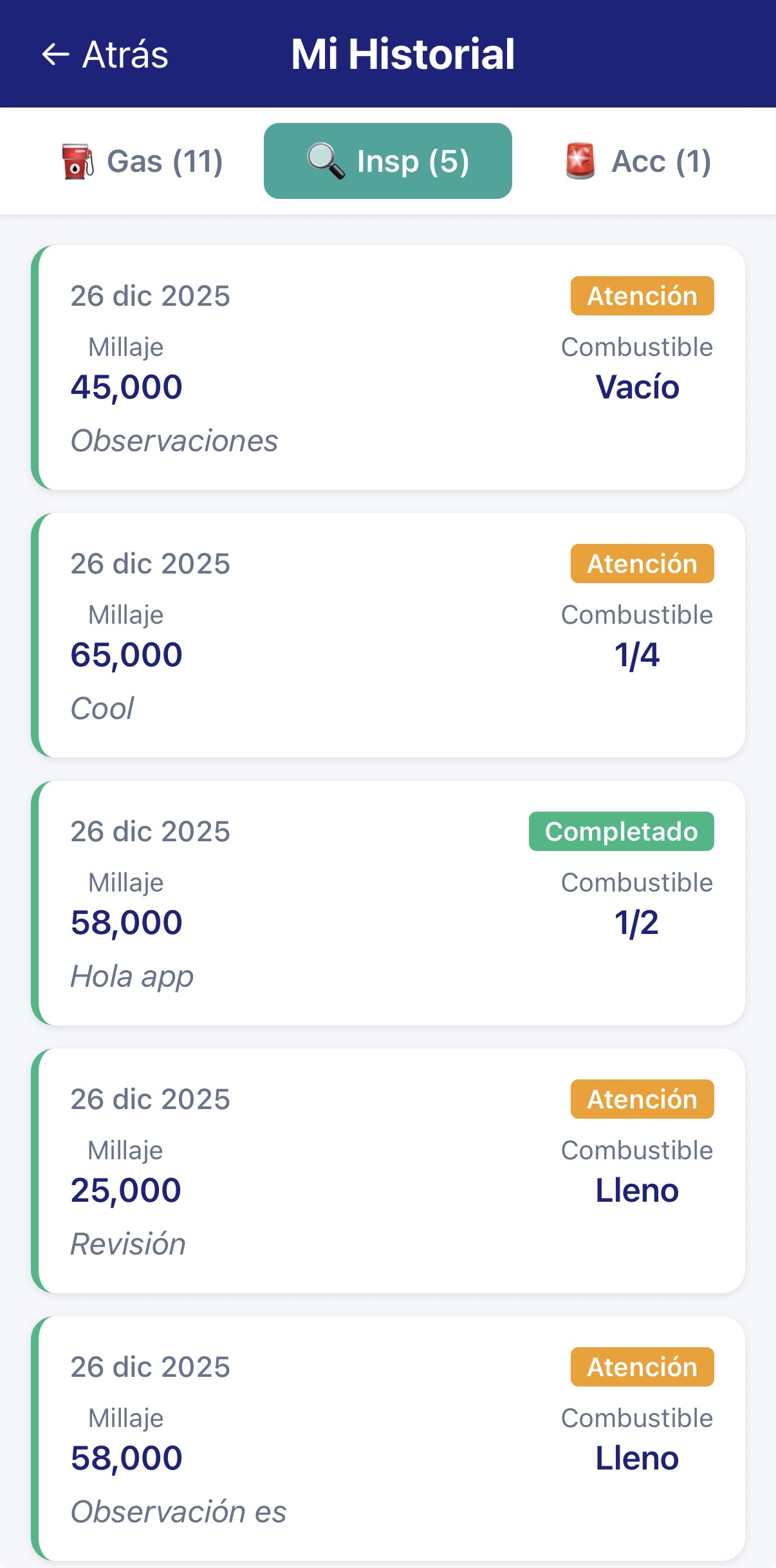 Inspection History